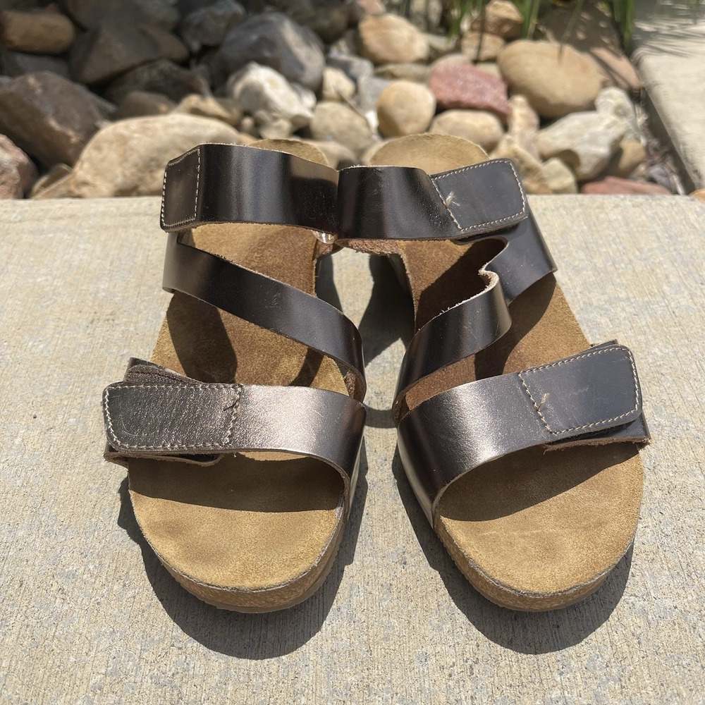 Eric Michael West Wedge Leather Sandals Women's Bronze Metallic Size 37 US 6.5